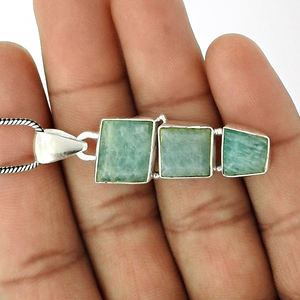 925 Sterling Silver Natural Amazonite Gemstone Jewelry Handmade Dainty Charm's Pendentifs Femmes Hommes Unisexe Bohème Bijoux OEM - Product Image 3