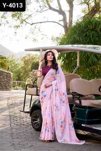 Nuevo diseñador de ropa de mujer estilo indio pakistaní boda Festival desgaste elegante sin peso Marbal Material Saree con blusa Banglory - Product Image 5