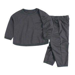 Nouvelle conception respirante, ensemble 2 pièces 100% coton, survêtement en molleton personnalisé, sweat à capuche zippé pour enfant, jogging - Product Image 6