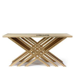 Mesa Consola de Lujo Hecha a Mano con Forma Irregular, Diseño Moderno en Aluminio Dorado Fundido para Bodas - Product Image 1