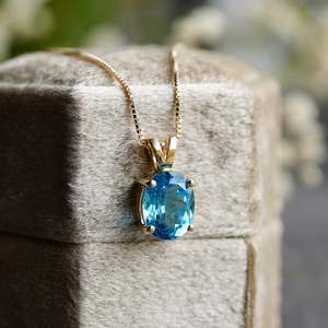 Collier avec pendentif en topaze suisse, or massif 9 carats, 9 carats, argent sterling 925, plaqué or 14 carats, bijoux en pierres précieuses, cadeau élégant pour femme - Product Image 4