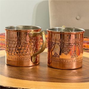 Mug à café en cuivre massif, tasse à eau en métal avec poignée dorée, articles de bar en cuivre, mug Moscow Mule 500 ml pour cadeau, directement de l'usine - Product Image 2