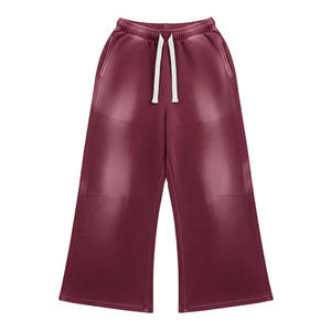 Pantalons de survêtement larges et décontractés tendance, effet délavé au soleil, 100% coton, avec cordon de serrage et poches latérales, pour l'hiver et les fêtes - Product Image 1