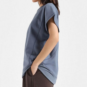 T-shirts en jersey pour femmes de grande taille avec bouton Haut à demi-manches ajusté de couleur pure pour femmes coupe ample 2026 - Product Image 3