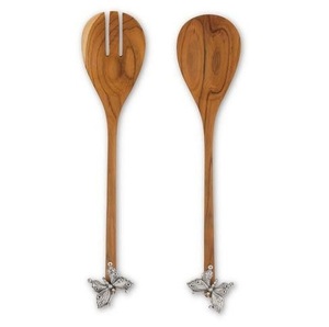 Service à salade en bois de manguier Royal Look avec poignée en marbre blanc pour la maison et la table de mariage - Product Image 2