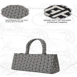 Haute Qualité Jacquard Polyester Coton Tissu Lourd Chaîne Tricoté Respirant Conception Dernier Fil Teint pour Femmes Sacs - Product Image 4