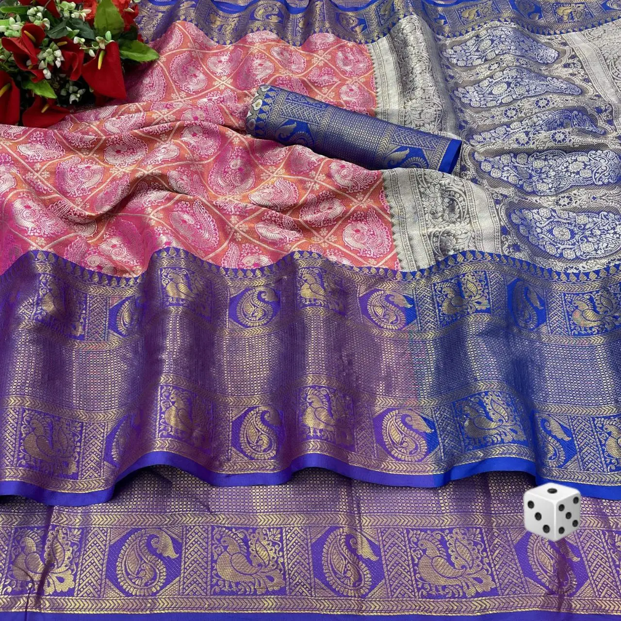 FULPARI Contrast Exclusive Pure WOMAN SAREE NEW FASHION Fabric: Banarasi Silk Length: 6.3 meters SAREE AND blouse