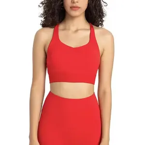 สปอร์ตบราสำหรับผู้หญิงแบบสั่งทำ U-NECK ผ้าสแปนเด็กซ์/ ไนลอนสปอร์ตบราออกกำลังกายกันกระแทกป้องกันแบคทีเรียรองรับสูง - Product Image 4