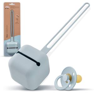 Support de sucette en silicone bleu-gris pour bébés de 0 à 12 mois - Product Image 1