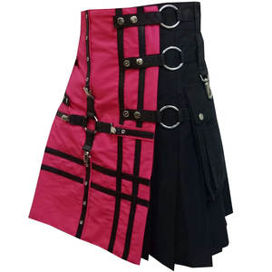 กิ๊ตส์สก็อตติชสีดำแฟชั่นสีชมพูร้อนแรงสำหรับผู้ชาย รุ่นใหม่  แบบมีช่องใส่ของด้านหน้า ทำด้วยมือ - Product Image 4