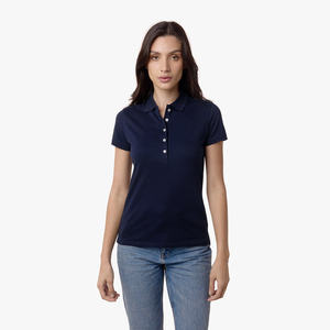 Patrón sólido informal para mujer, camiseta de polo, Camisa lisa de punto transpirable para mujer, característica antiarrugas, logotipo personalizado - Product Image 2