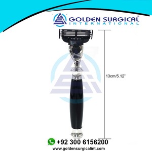 Maquinilla de Afeitar Clásica para Hombre, Depiladora, Mango de Resina Acrílica Negra con Cuchilla de 3 Capas - Product Image 4