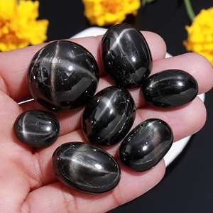 Natural negro estrella diópsido septiembre piedra natal cabujón suelto hecho a mano piedra preciosa pulido suave piedra que fluye - Product Image 1