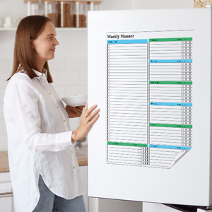 2024 modèle-3 réutilisable planificateur hebdomadaire organisateur effaçable à sec électricité statique tableau blanc en bois PET verre tableau blanc effaçable à sec - Product Image 2