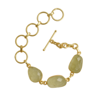 Bracelet en Prehnite de Laxmi Jewellers, ajustable, plaqué or 24 carats, bijoux classiques pour femmes, chaîne à maillons, excellente qualité