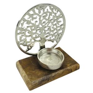 Bougeoir design moderne en métal argenté antique avec base en bois Décoration de maison luxueuse pour les fêtes de lanternes et de bocaux à bougies - Product Image 6