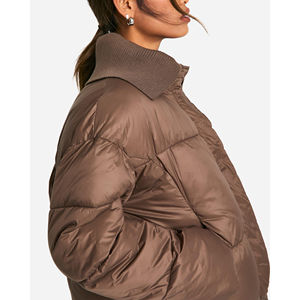 High Quality <b>Women</b> Crop Puffer <b>Jacket</b> Knitted Eco-Friendly Breathable Warm Short Coat <b>Lightweight</b> Winter Outerwear Fashion - Product Image 2