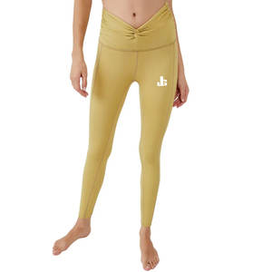 Mallas deportivas para mujer, nuevo diseño personalizado, entrenamiento de gimnasio, cintura alta elástica, pantalones transpirables sólidos de secado rápido - Product Image 1