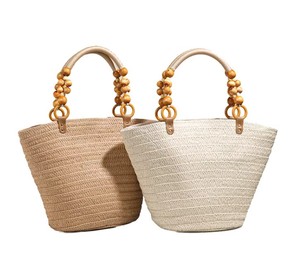 Bolso Tejido con Asa de Cuentas de Madera Artex Dong Thap - Product Image 1