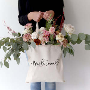 กระเป๋าผ้าแคนวาสสีพื้นสำหรับเพื่อนเจ้าสาว แบบเปิดปิด อุปกรณ์เสริมงานแต่งงาน - Product Image 4
