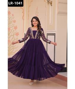 Indian Ethnic Wear Faux Blooming With <b>Sequins</b> and Zari Embroidered Work Anarkali Gowns for Wedding and <b>Festival</b> Wear Gowns - Product Image 1