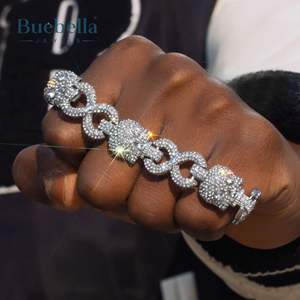 Hot Sale 15mm Skull Head Infinity Link <b>Bracelet</b> for Men 14K White Gold plated 925 <b>Silver</b> for Men - Product Image 4