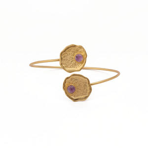 Delicate Smooth Gemstone Unisex <b>Gold</b> <b>Plated</b> Purple Ethnic <b>Bangle</b> Jewelry Handmade Fashionable Boho Bulk Lot Supply Jeweler - Product Image 3