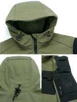 Vestes d'hiver tactiques pour hommes, en softshell, style safari, pour l'extérieur, avec fermeture éclair, séchage rapide, en coton tricoté, imperméables, coupe-vent, respirantes, à capuche