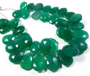 Cuentas de Ónice Verde Natural de Primera Calidad, 7.5 Hilos, Corte Pera de 13-13 mm, Piedras Preciosas Sueltas Facetadas, 250 Quilates - Product Image 2