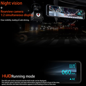 AKEEYO 12 pulgadas G-Sensor 1080p Dash <span class=keywords><strong>Cam</strong></span> 3 lentes visión nocturna multicanal espejo de coche con grabadora de cámara de salpicadero pantalla táctil - Product Image 3