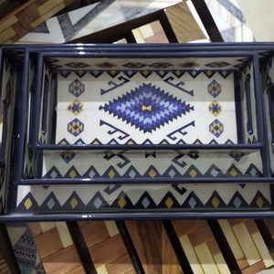 Bandejas de madera de estilo Ins sostenibles con Platos y platos de sopa redondos de esmalte de color Vajilla ecológica MOQ 500PCs Decoración del hogar - Product Image 1