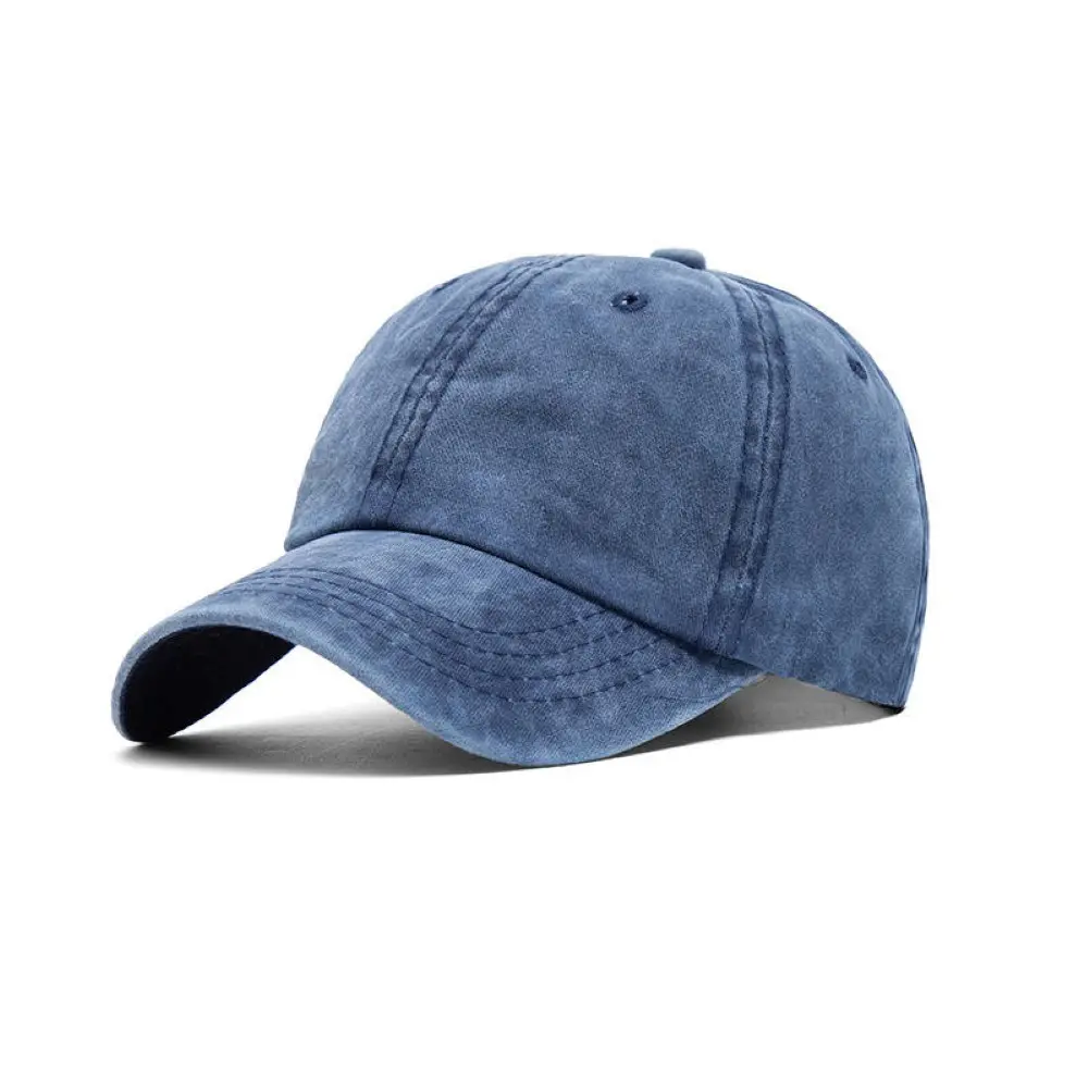 Venta al por mayor de 6 paneles de hebilla de metal de algodón Vintage Gorras personalizado bordado impreso logotipo sombrero de béisbol sombrero lavado sombreros de papá