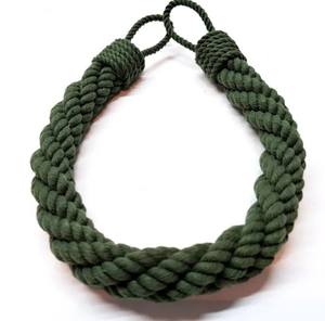 Attache de rideau en corde de coton épaisse vert foncé : Décoration nautique shabby chic - Product Image 4