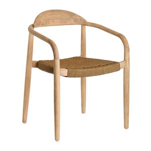 Formedge Contemporary Solid Wood Dining <b>Chair</b> Acacia Wood Frame with Woven Polyester Rope Seat for Villa Cafe & Restaurant - Product Image 1