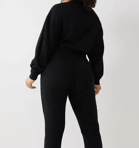 Survêtement en coton à col rond vêtements de sport survêtements hommes femmes noir 2 pièces survêtement unisexe survêtement logo personnalisé ensemble survêtement - Product Image 6