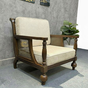Hemingway Traditional Style Ash Wood Single Sofa <b>Square</b> Genuine Leather Upholstered Living Room Furniture Set GSD68096 - Product Image 5