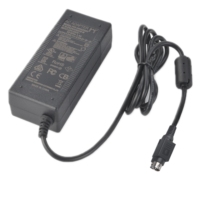 120VAC-230VAC to 24VDC 2.5A Desktop Thermal Printer Power Adapter 60W 3-Year Warranty 3-Pin DC Connector