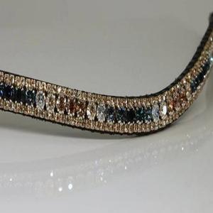 Diamantes de imitación con forma de onda de 3 filas, cristales multicolor, mega ostentosos, cadena de diamantes, banda de cuero genuino negro para cejas de caballo - Product Image 4