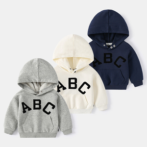 Sudadera con Capucha de Forro Polar para Niño, Diseño de Letras Bordadas, Cierre de Cremallera, 100% Algodón Grueso, Invierno, Deportiva, Personalizada al por Mayor - Product Image 1
