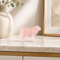 Figurine d'animal en cristal de quartz rose naturel sculptée en forme de mouton pour la décoration intérieure, l'autel de méditation et comme cadeau de collection