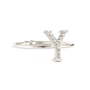 Anillo de Dedo con Letras del Alfabeto para Mujer - Plata - Plateado - Product Image 1