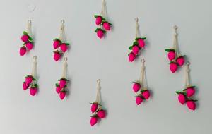 Sola brotes de loto de madera y Perla colgante manojo cadena decoración Diwali decoración Latkan Mandir decoración de boda para calentar el hogar - Product Image 5