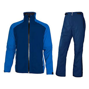 Combinaison de pluie imperméable solide imprimée pour hommes avec capuche 2 pièces ensemble de pluie léger et respirant pour la pêche au camping - Product Image 1