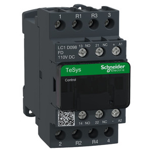 Contattore SCHNEIDER ELECTRIC LC1D098FD TeSys Deca 4P(2NO+2NC)AC-1 <=440V 20A con Bobina 110V DC e Terminali a Vite - Product Image 1