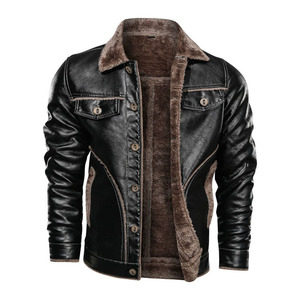 Chaqueta de cuero PU informal de alta calidad para hombre, nueva moda, estilo callejero para invierno, venta al por mayor, chaqueta de imitación para hombre - Product Image 1