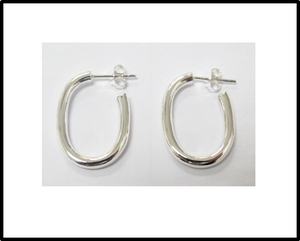 Plata 925 Grueso Oval Aro abierto Earpins Diseño Joyería Fábrica al por mayor en Tailandia - Product Image 1