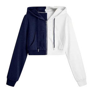 Vente en gros Logo personnalisé Hiver Femmes Streetwear Hoodies Polaire Coton/Bambou Crop Pull À Capuche Décontracté - Product Image 4