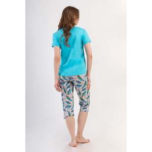 Ensemble de pantalon capri et haut à col rond KADIN P.SUPREM O YAKA KISA KOL ETEGI OVAL - Menthe - Menthe - Product Image 4