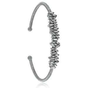 MetaRock-pulsera de plata de ley 925 con diamantes de Baguette, brazalete abierto hecho a mano - Product Image 1