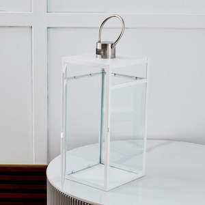 Decoración para el Hogar, Portavelas de Metal Blanco con Tapa Plateada, Elegantes Faroles Decorativos para el Suelo - Product Image 6